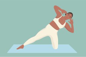 Illustration of mat Pilates ab exercise for beginners